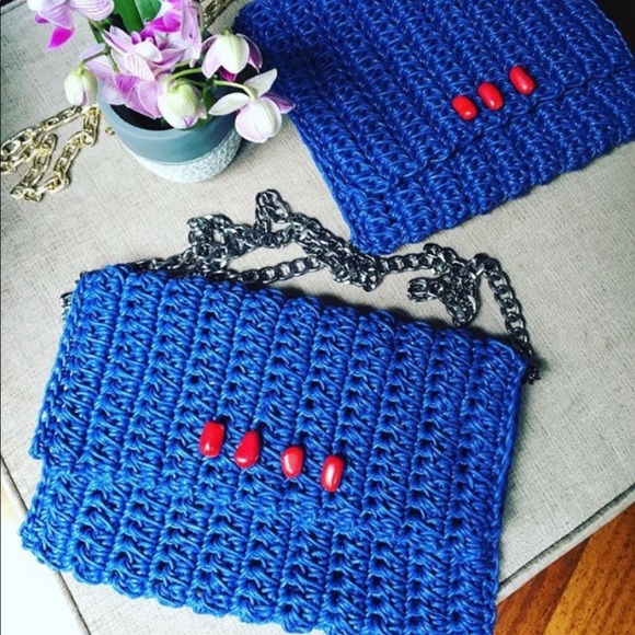 Royal Blue Crochet Clutch or Crossbody bag